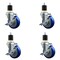 Service Caster 4'' Blue Poly Swivel 1-7/8'' Expanding Stem Caster Set with Brake, 4PK SCC-EX20S414-PPUB-BLUE-TLB-178-4 - alternate 1